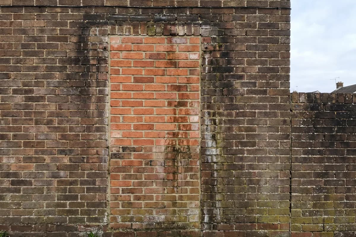 A bricked-up doorway or window that stands out