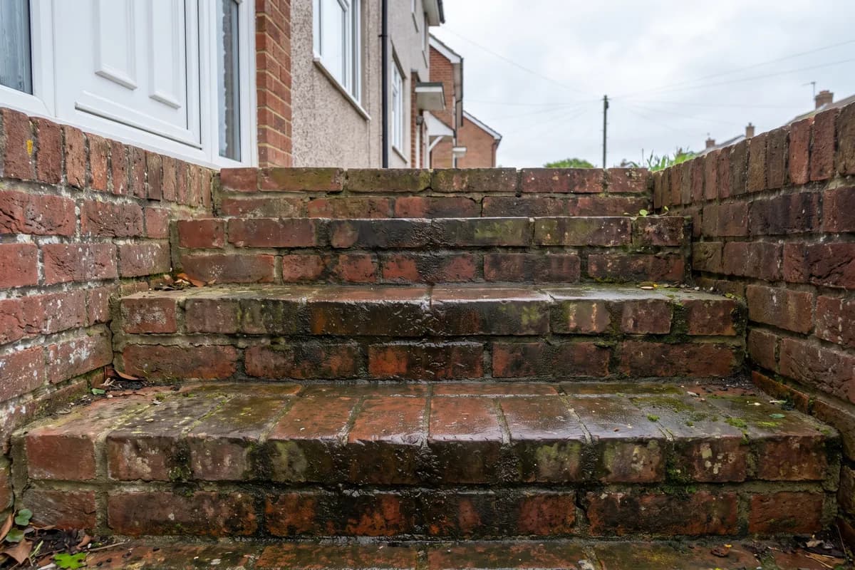 The steps feel slippery when wet