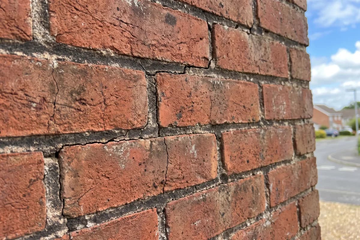 Hairline cracks running along the joints