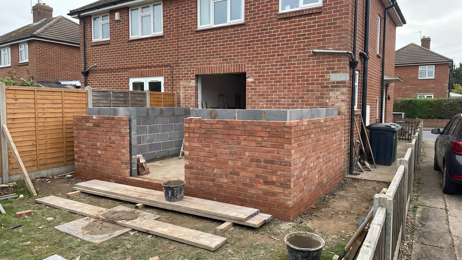 What new extension brickwork looks like once it is up
