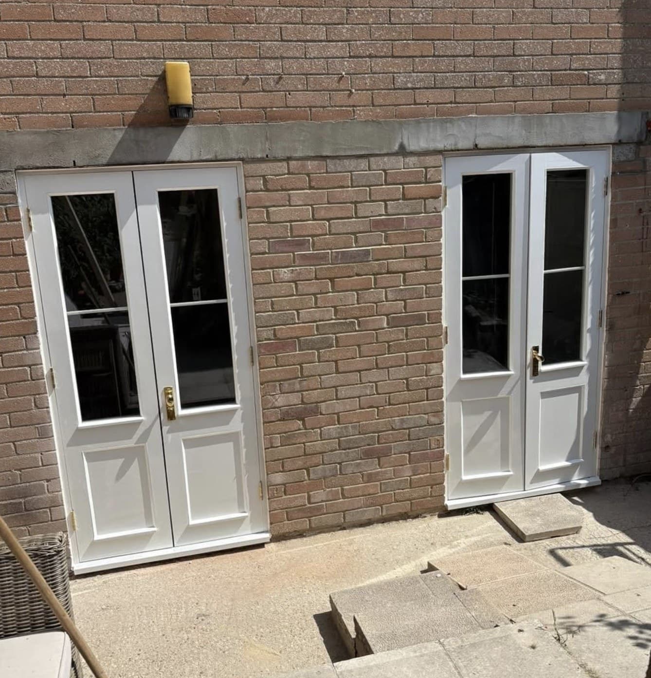 Brickwork made good around a new pair of French doors