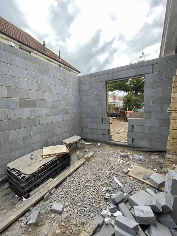 Extension blockwork shell interior