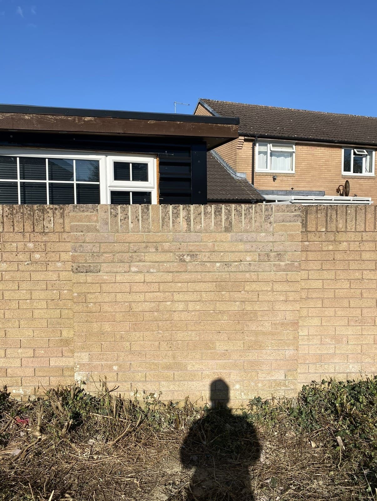 Garden wall buff brick boundary angle