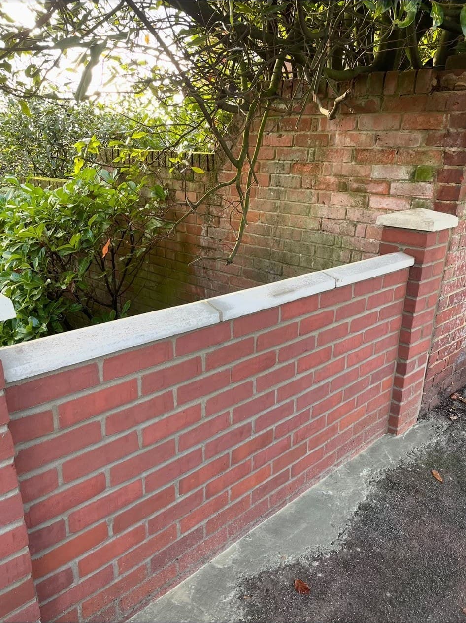 Garden wall white coping path
