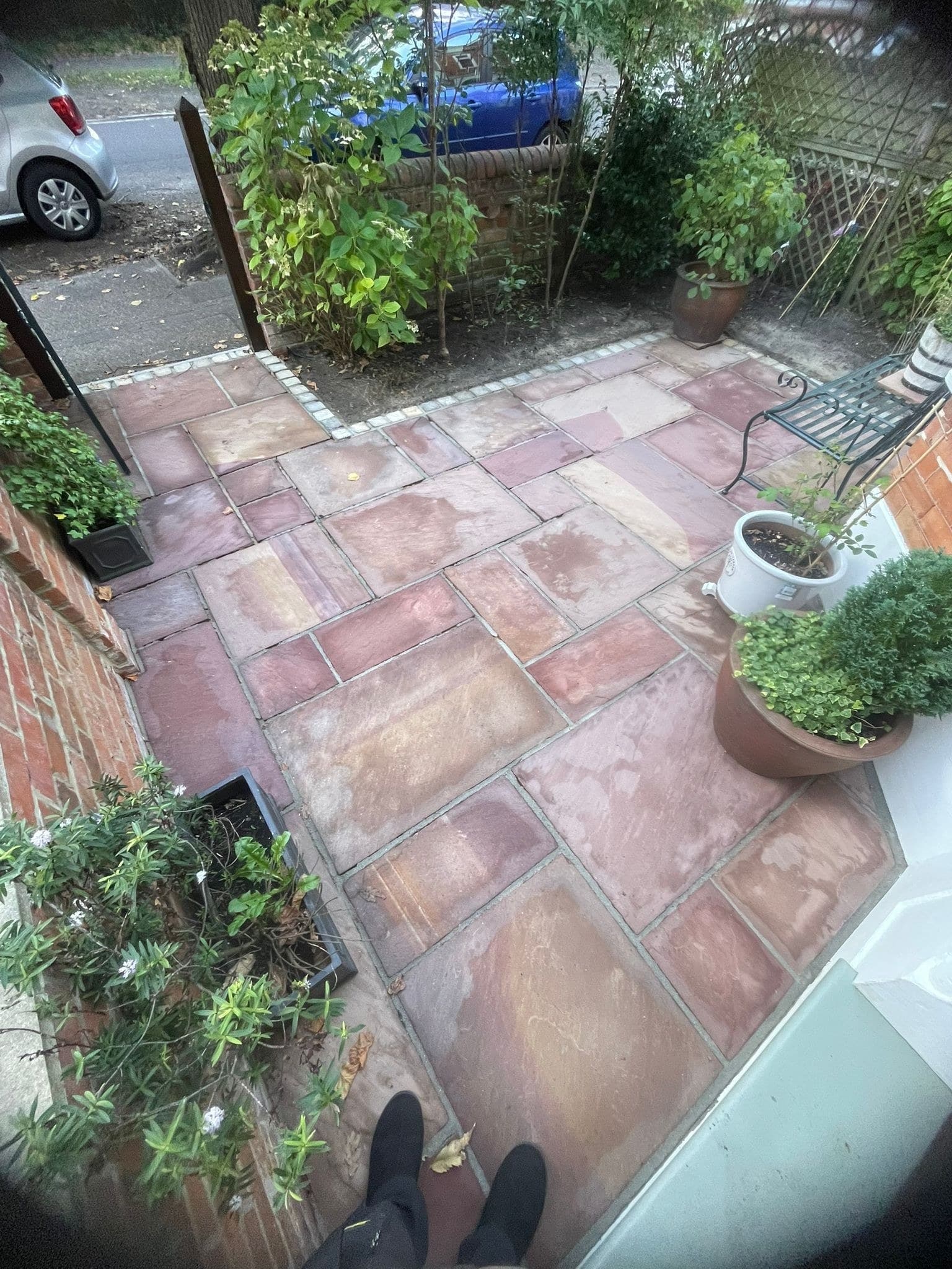 Patio Indian sandstone planters