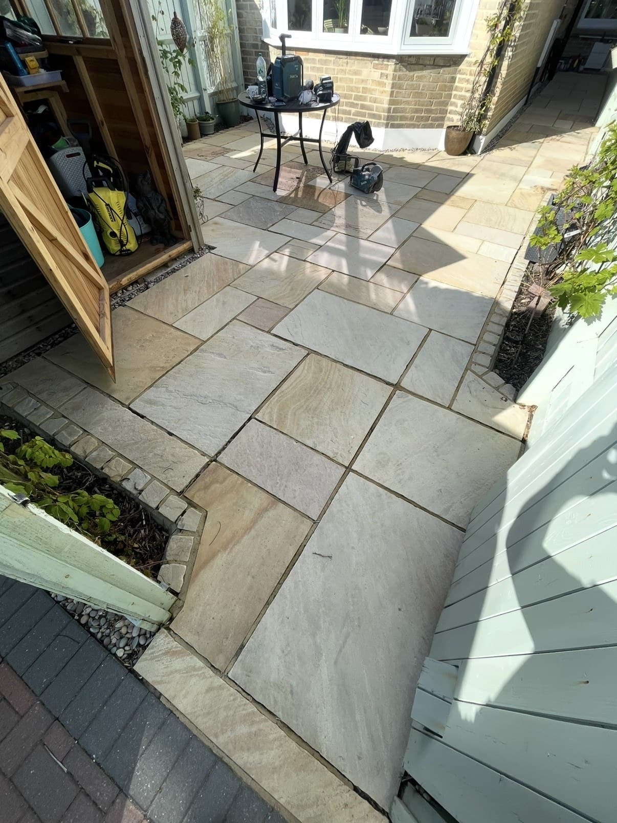 Patio Indian sandstone side return