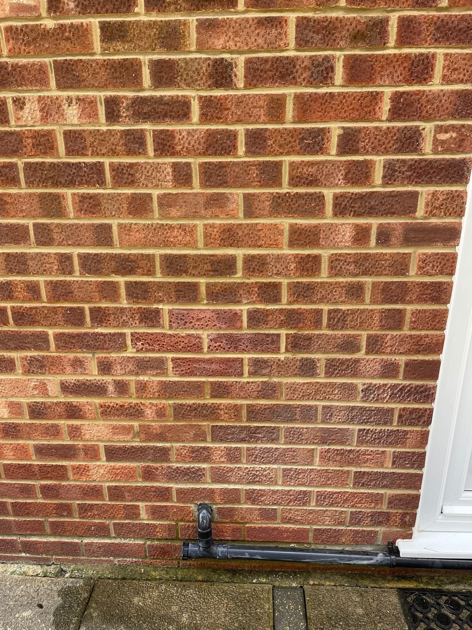 A repointed external corner, the new joints matched to the old